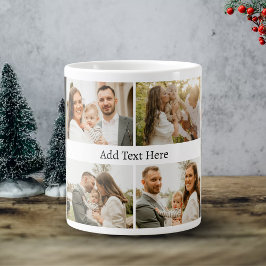 Grande Tasse 6 Collage photo - Texte personnalisé noir blanc