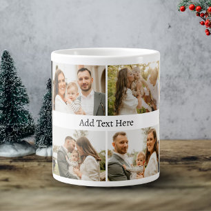 Grande Tasse 6 Collage photo - Texte personnalisé noir blanc