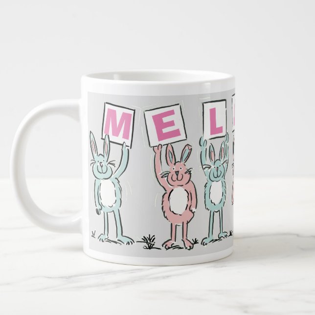 Grande Tasse 7 Nom de lettre avec lapins (Gauche)