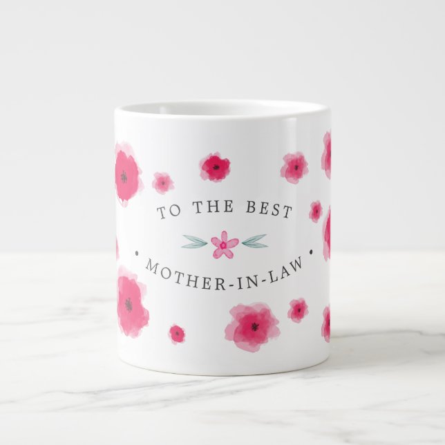 Grande Tasse À La Meilleure Belle-Mère Rose Floral (Devant)