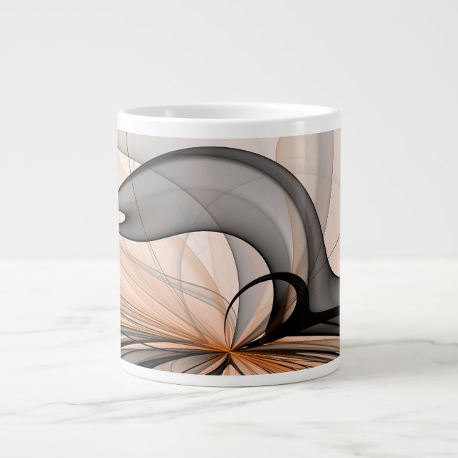 Grande Tasse Abstrait Anthracite Grey Sienna Art moderne fracta (Devant)