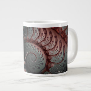 Grande Tasse Abstrait Fantaisie Vive Art Fractal Brun Bleu
