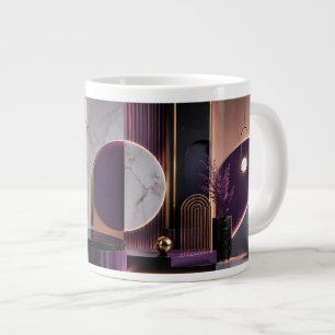 Grande Tasse Abstrait Géométrique Luxueux Violet et Or Riche