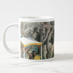 Grande Tasse Affiche De Cirque D'Éléphants Et D'Animaux En Cage