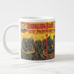 Grande Tasse Affiche De Cirque D'Éléphants Qui Se Déroulent