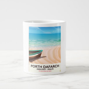 Grande Tasse Affiche de la plage galloise de Porth Dafarch, Ang