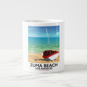 Grande Tasse Affiche de plage de Zuma Beach LA Rail