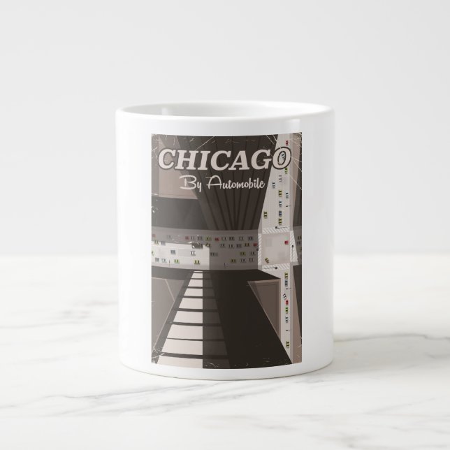 Grande Tasse Affiche de voyage de Chicago City (Devant)