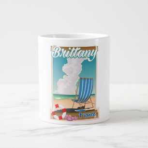 Grande Tasse Affiche de voyage de plage de Bretagne France