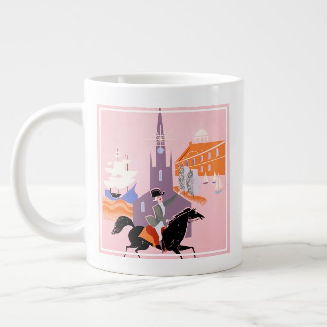 Grande Tasse Affiche De Voyage Pour Allegheny Airlines À Boston (Gauche)