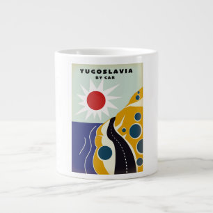 Grande Tasse Affiche de voyage vintage Yougoslavie en voiture
