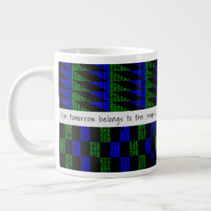 Grande Tasse Afrique Proverbe Grunge Blue Green Kente
