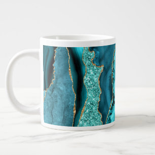 Grande Tasse Agate Turquoise Blue Gold Aqua Turquoise Coffee Mu