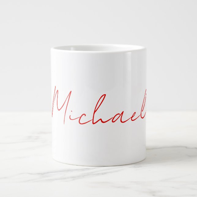 Grande Tasse Ajouter un nom Elegant Creative Callgraphy Rouge B (Devant)