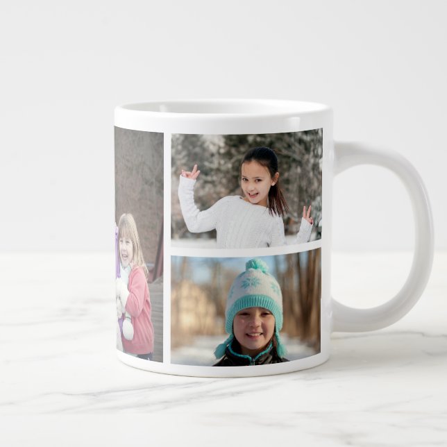 Grande Tasse Ajouter votre propre 5 photo Collage de café Mug (Droite)