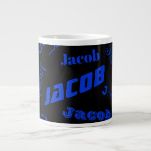 Grande Tasse Ajoutez n'importe quel nom ou mot   Bleu et noir