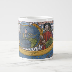Grande Tasse Amerigo Vespucci Explorateur sur une carte des Amé