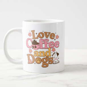 Grande Tasse Amour Café et Chiens Rétro