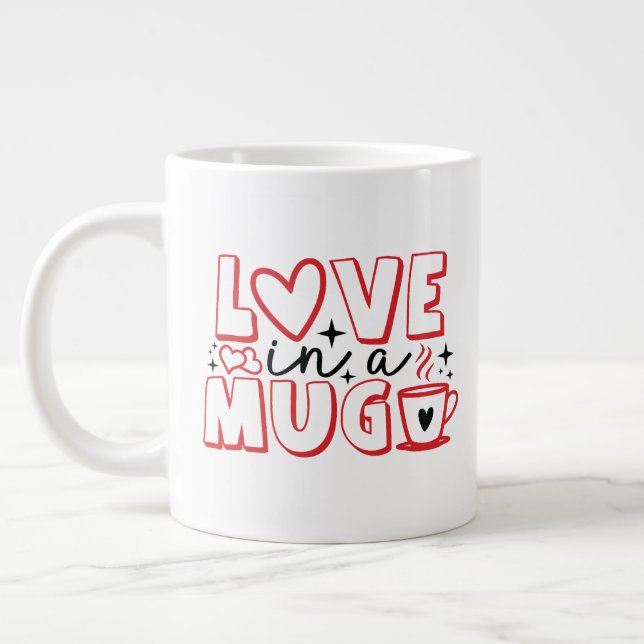 Grande Tasse Amour dans une Mug Rouge Noir Valentine (Gauche)