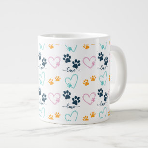 Grande Tasse Amoureux de Chien Mignon Empreintes de Patte