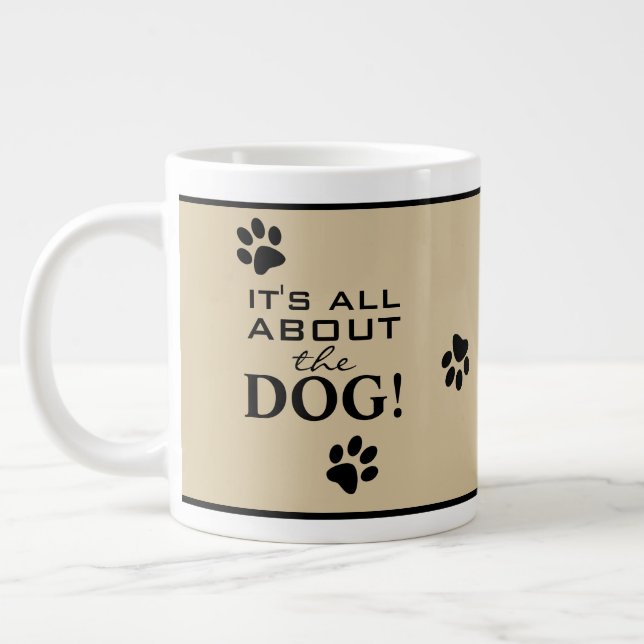 Grande Tasse Amoureux des chiens de typographie de mâchoire de  (Gauche)