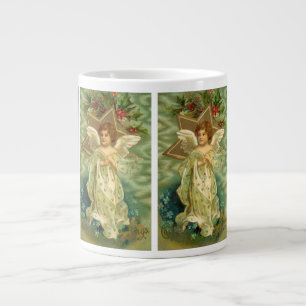 Grande Tasse Ange de Noël victorien avec étoile dorée vintage