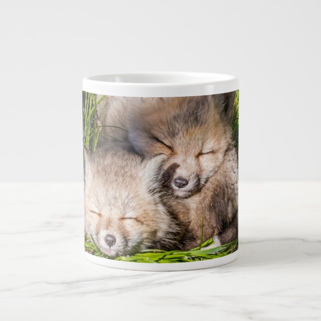 Grande Tasse Animaux de bébés cutest | Baby Red Fox Kits Sleepi (Devant)