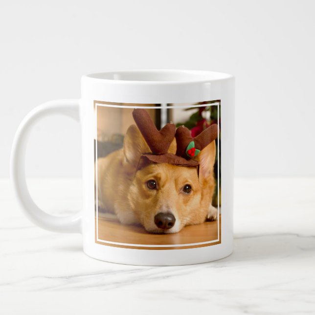 Grande Tasse Animaux de bébés cutest | Corgi Christmas Reindeer (Gauche)