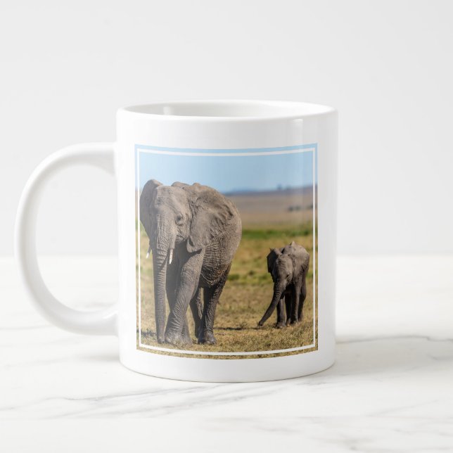 Grande Tasse Animaux de bébés cutest | Eléphant mère & bébé (Gauche)