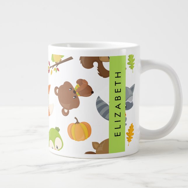Grande Tasse Animaux de forêt, Animaux de forêt, Votre nom (Droite)
