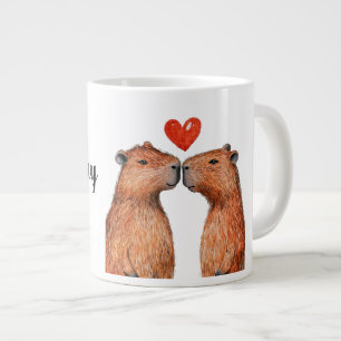 Grande Tasse animaux mignons capybaras avec le coeur peint
