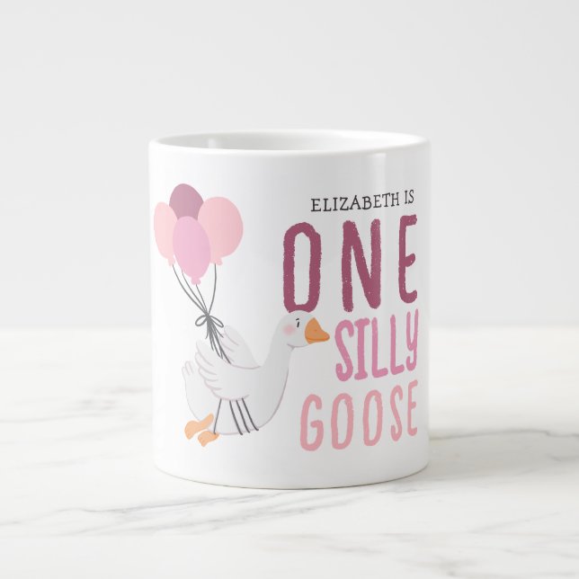 Grande Tasse Anniversaire d'une oie sotte rose (Devant)
