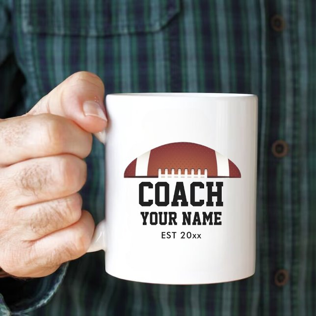 Grande Tasse Appréciation personnalisée des entraîneurs de foot (Personalized Football Coach Appreciation Jumbo Giant Coffee Mug)