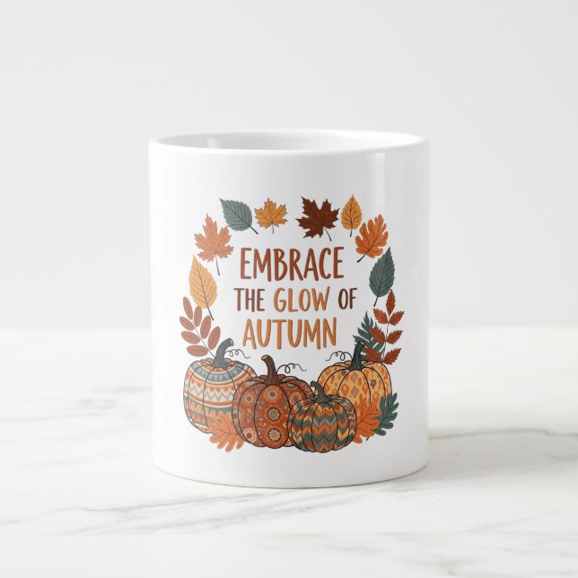 Grande Tasse Appréciez la lueur du design automne (Devant)