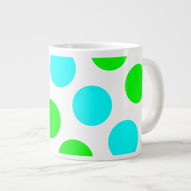 Grande Tasse Aqua Lime et Pois blancs (Devant droit)