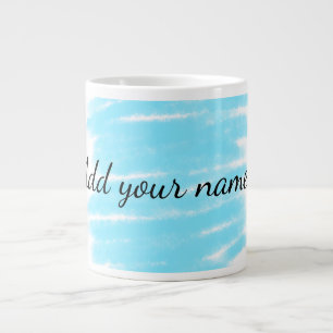 Grande Tasse Aquarelle bleue ajouter le nom texte message ici j