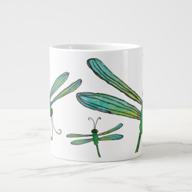 Grande Tasse Aquarelle de dragonfly (Devant)