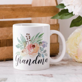 Grande Tasse Aquarelle Grand-mère florale
