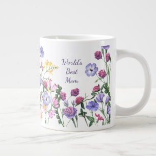 Grande Tasse Aquarelle Jardin Fleurs Meilleure maman Mug du mon