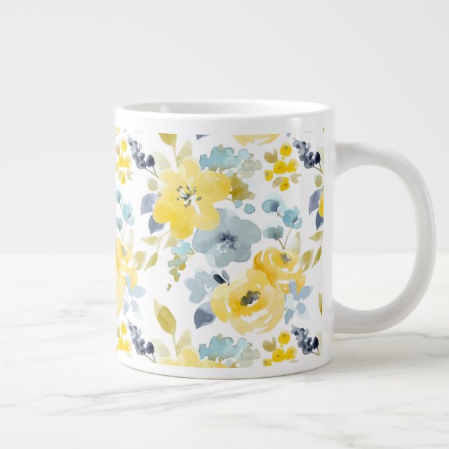 Grande Tasse Aquarelle jaune et bleu Motif (Droite)