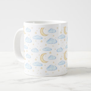 Grande Tasse Aquarelle Lune étoiles et nuages Motif