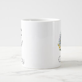 Grande Tasse Aquarelle monogramme de l'employeur du cadeau de r