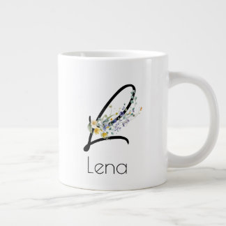 Grande Tasse Aquarelle monogramme de l'employeur du cadeau de r