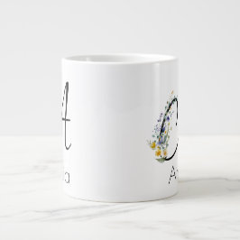 Grande Tasse Aquarelle monogramme de l'employeur du cadeau de r