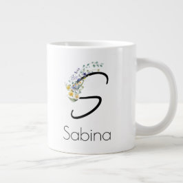 Grande Tasse Aquarelle monogramme de l'employeur du cadeau de r