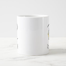 Grande Tasse Aquarelle monogramme de l'employeur du cadeau de r
