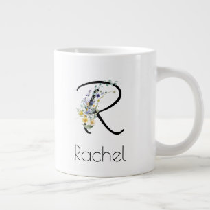 Grande Tasse Aquarelle monogramme de l'employeur du cadeau de r