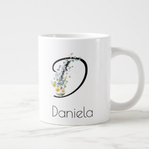Grande Tasse Aquarelle monogramme de l'employeur du cadeau de r