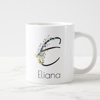 Grande Tasse Aquarelle monogramme de l'employeur du cadeau de r