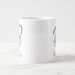Grande Tasse Aquarelle monogramme de l'employeur du cadeau de r